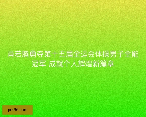 肖若腾勇夺第十五届全运会体操男子全能冠军 成就个人辉煌新篇章